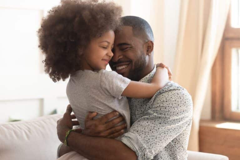 Father hugging daughter after getting her custody in Indianapolis